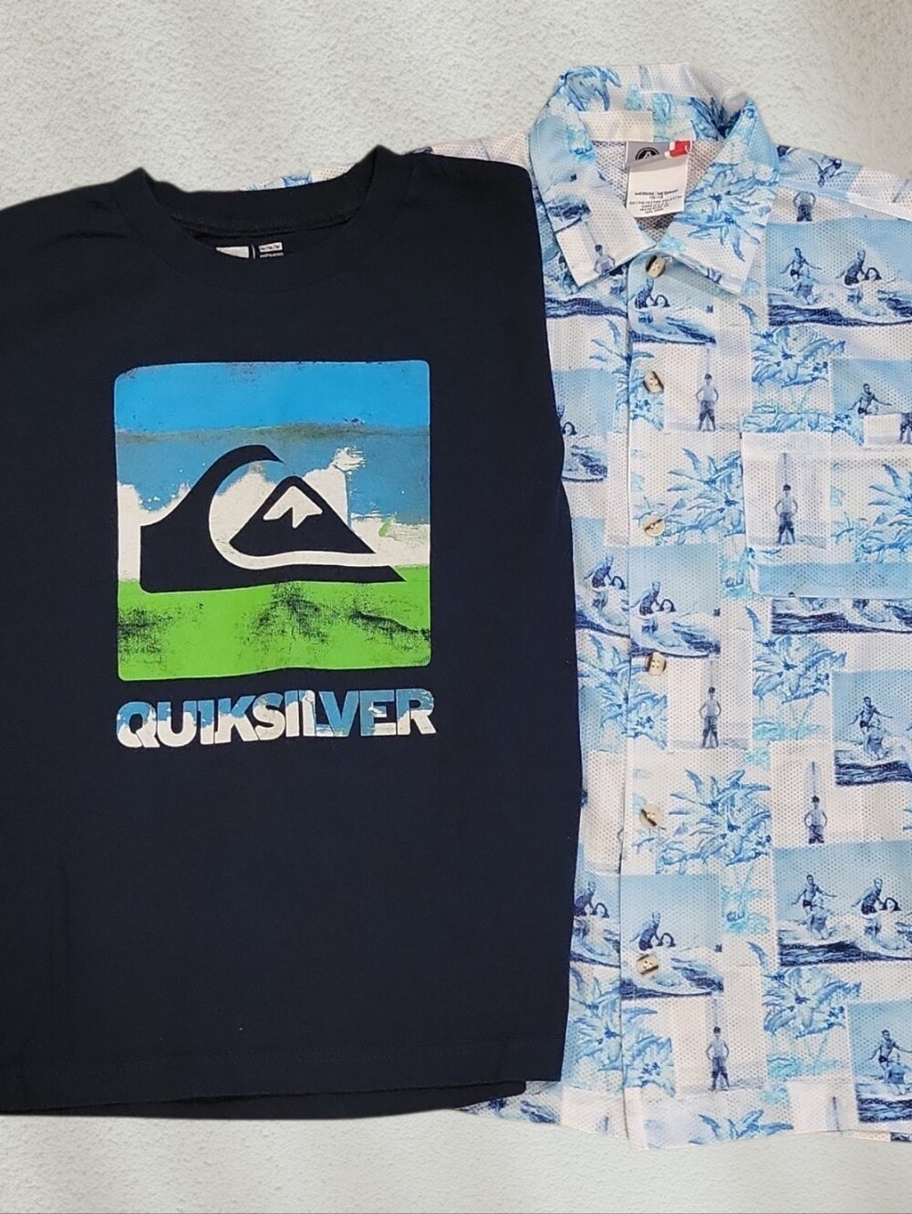 2 Boy's Medium Topical T-shirt & Button Down - Quicksilver & Arizona Jeans Brand